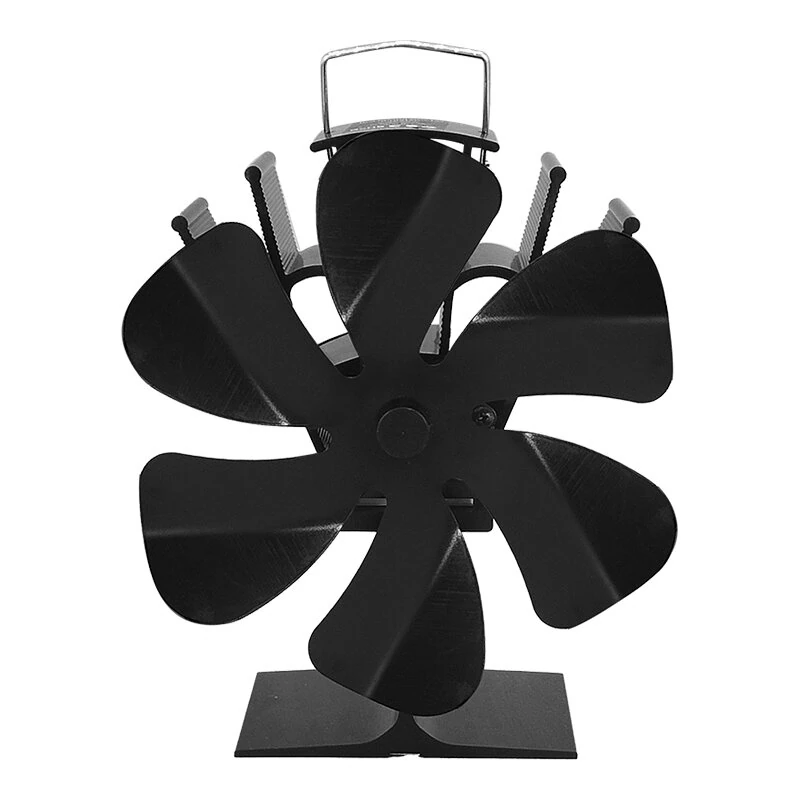 (image for) IPRee 6 Blades Heat Powered Stove Fan Black Fireplace Fan Log Wood Burner Eco-fan Quiet Home Fireplace Fan Efficient Heat Distribution