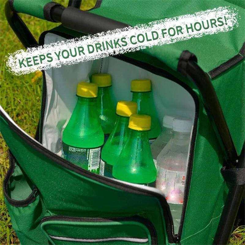 (image for) IPRee Outdoor Folding Camping Fishing Chair Stool Portable Backpack Cooler Insulated Picnic Bag Hiking Seat Table Bag Camping Fishing Gear