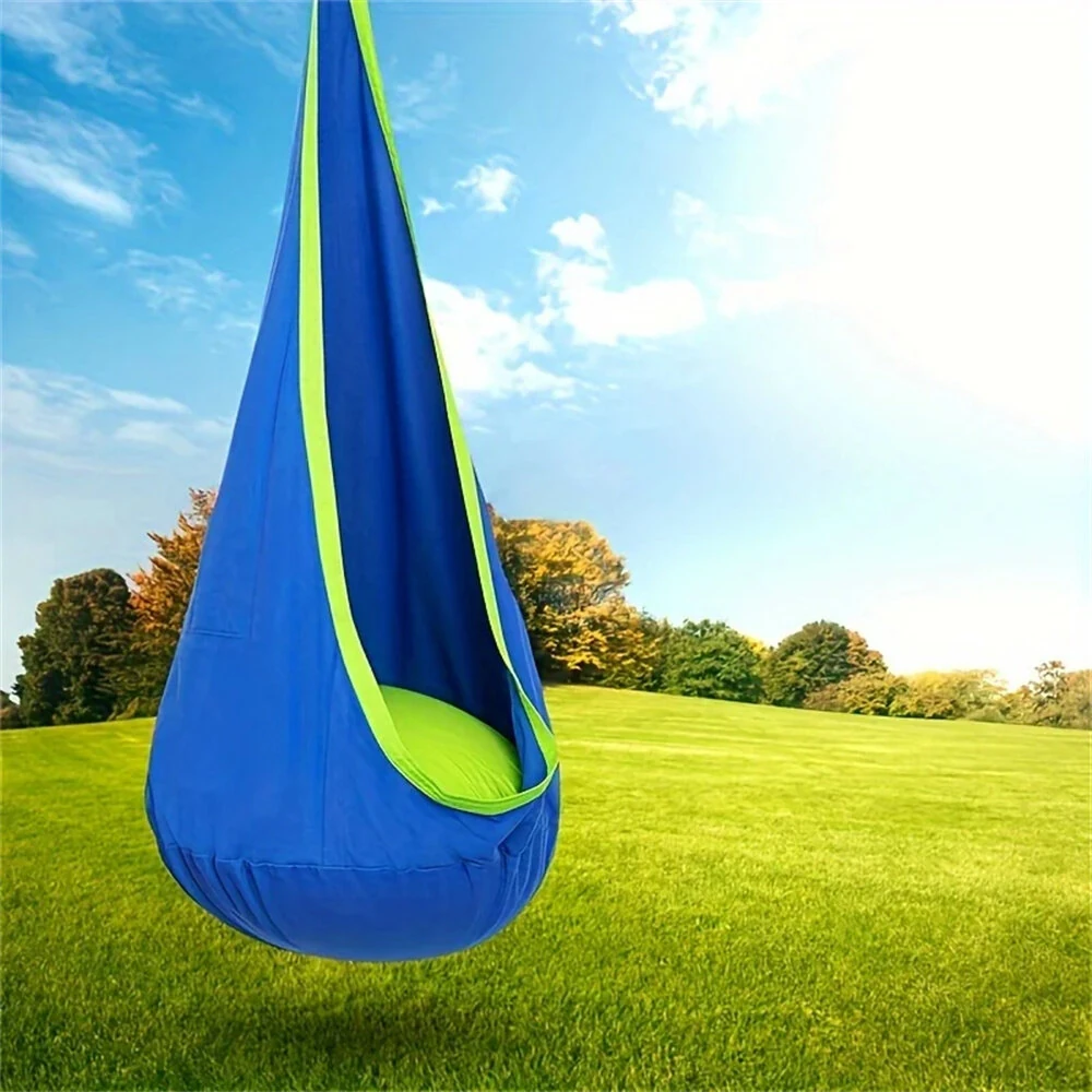 (image for) IPRee Portable Children's Sensory Hanging Chair Hammock Portable Parachute Swing Bed With Inflatable Cushion Indoor/Courtyard Play Seat with Inflatable Cushion